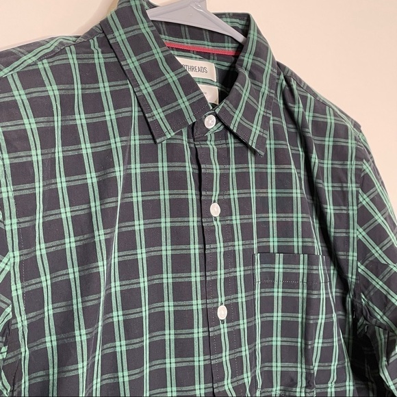 Good Threads green and black plaid button down NWOT XS - Picture 3 of 6